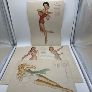 4 Pin-Ups 1946 Vargas Esquire Calendar Pages Lot  March April May November Vtg